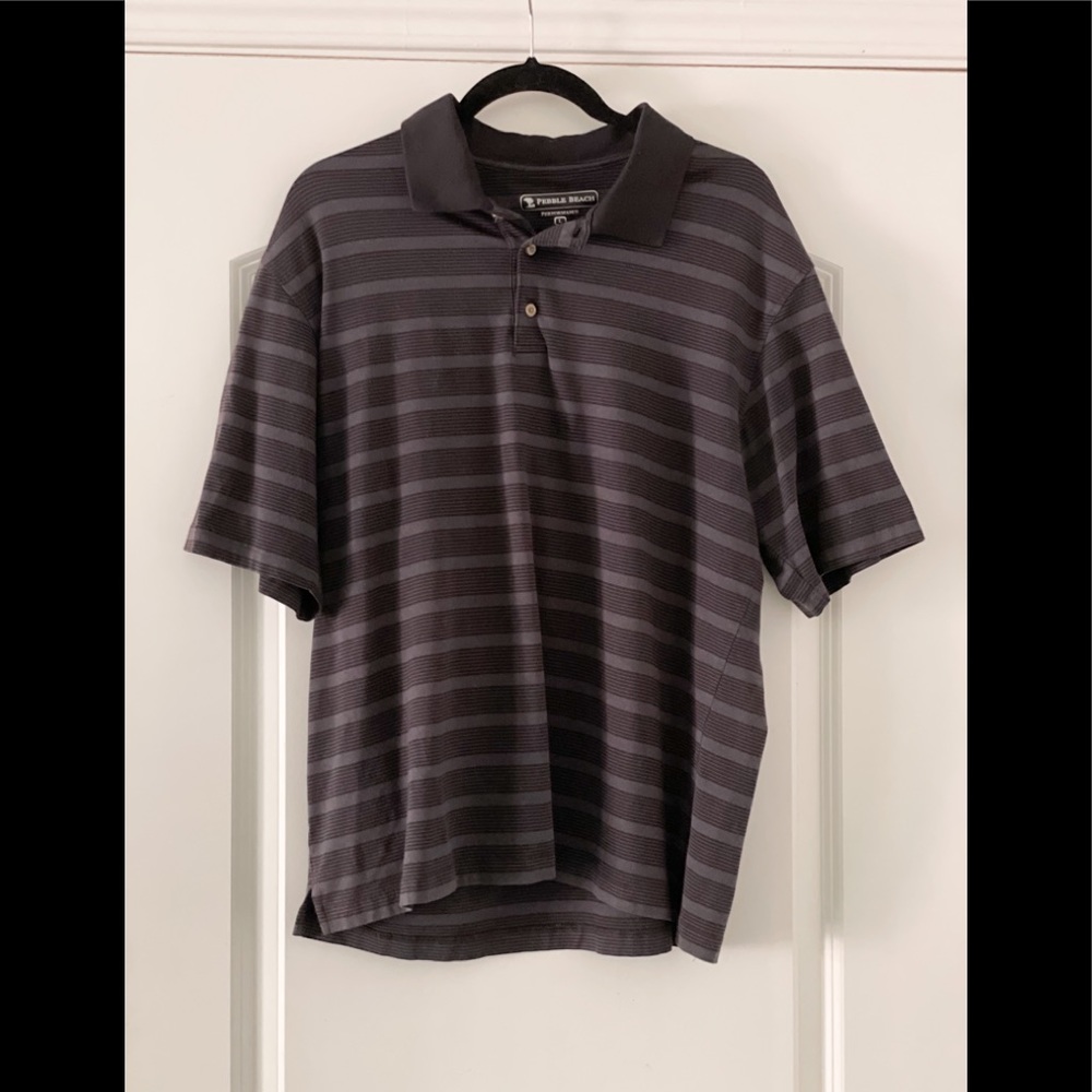 Pebble Beach Performance Golf Shirt in Black Size Large